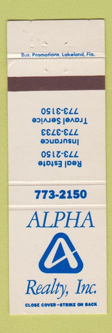 Matchbook Cover - Alpha Real Estate Insurance