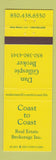 Matchbook Cover - Coast to Coast Real Estate Dan Gillespie