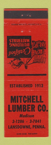 Matchbook Cover - Mitchell Lumber Landsdowne PA