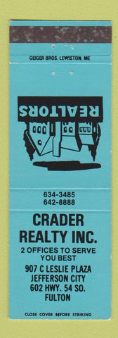 Matchbook Cover - Crader Real Estate Jefferson City Fulton MO