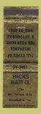 Matchbook Cover - Hicks Real Estate Alexandria VA WEAR
