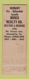 Matchbook Cover - Hicks Real Estate Alexandria VA WEAR