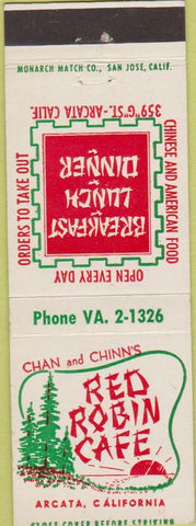 Matchbook Cover - Red Robin Cafe Arcata CA