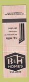 Matchbook Cover - B&H Homes Real Estate RG Mills Canada
