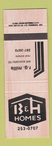 Matchbook Cover - B&H Homes Real Estate RG Mills Canada