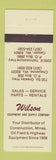Matchbook Cover - Wilson Equipment Supply Cheyenne Casper WY oil field