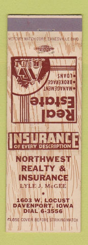 Matchbook Cover - Northwest Real Estate Insurance Davenport IA