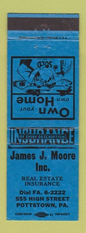 Matchbook Cover - James Moore Real Estate Insurance Pottstown PA