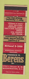 Matchbook Cover - Frederick Berens Real Estate Washington DC Commercial Leasing