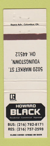 Matchbook Cover - Howard Black Real Estate Youngstown OH