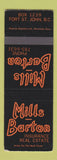 Matchbook Cover - Mills Barton Insurance Real Estate Fort St John BC