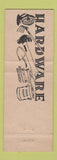Matchbook Cover - Griffin's Hardware Westinghouse Appliances Quincy MI RED