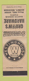 Matchbook Cover - Griffin's Hardware Westinghouse Appliances Quincy MI WHITE