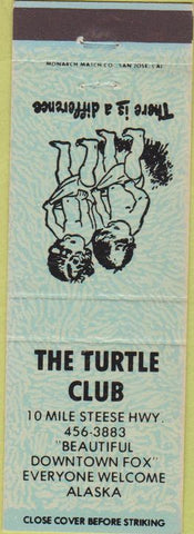 Matchbook Cover - The Turtle Club Fox AK aqua