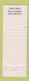 Matchbook Cover - Atlas Copco Canada Equipment Dorval QC