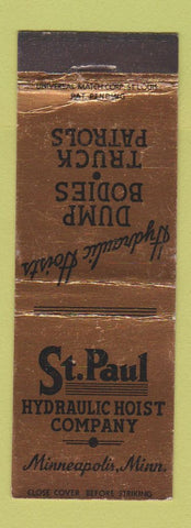 Matchbook Cover - St Paul Hydraulic Hoist Minneapolis MN Dump Bodies