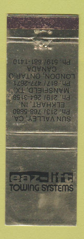 Matchbook Cover - Eas Lift Towing Sysems London ON Elkhart IN Mansfield TX WEAR