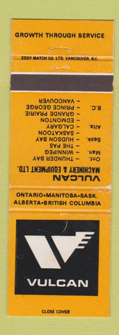 Matchbook Cover - Vulcan Equipment Winnipeg The Pas MB Saskatoon SK WEAR