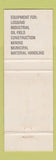 Matchbook Cover - Vulcan Equipment Winnipeg The Pas MB Saskatoon SK WEAR