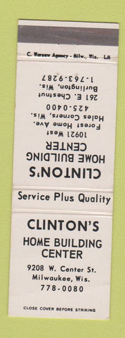 Matchbook Cover - Clinton's Home Building Center Milwaukee WI WEAR