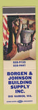 Matchbook Cover - Borgen Johnson Building Supply Gig Harbor WA