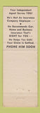 Matchbook Cover - Parker Aleshire Insurance Skokie IL