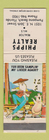 Matchbook Cover - Phipps Real Estate Pompano Beach FL hillbilly WEAR