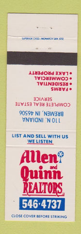Matchbook Cover - Allen & Quinn Real Estate Bremen IN