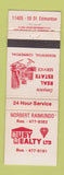 Matchbook Cover - Ruby Real Estate Norbert Raimundo Edmonton AB