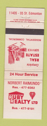 Matchbook Cover - Ruby Real Estate Norbert Raimundo Edmonton AB