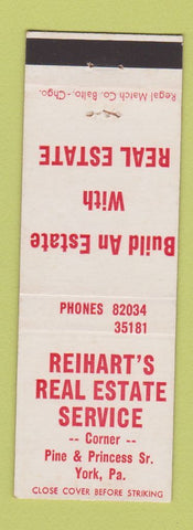Matchbook Cover - Reihart's Real Estate York PA