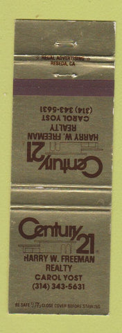 Matchbook Cover - Century 21 Real Estate Harry Freeman Carol Yost