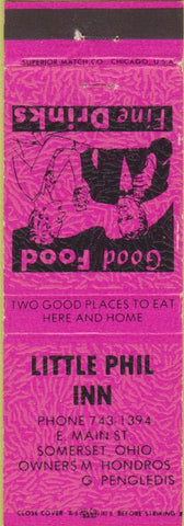 Matchbook Cover - Little Phil Inn Somerset OH pink