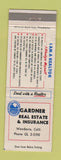 Matchbook Cover - Gardner Real Estate Insurance Woodacre CA