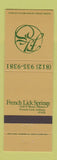 Matchbook Cover - French Lick Springs Golf Tennis Resort IN WEAR