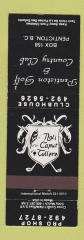 Matchbook Cover - Penticton Golf Country Club BC