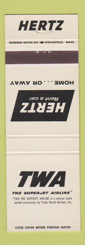 Matchbook Cover - Hertz Car Rentals TWA Airlines