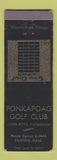 Matchbook Cover - Ponkapoag Golf Club Canton MA WEAR