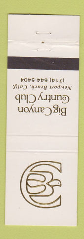 Matchbook Cover - Big Canyon Country Club Newport Beach CA