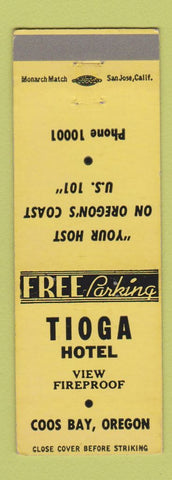 Matchbook Cover - Tioga Hotel Coos Bay OR