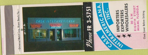 Matchbook Cover - Casa Interamericana Miami FL