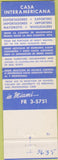 Matchbook Cover - Casa Interamericana Miami FL