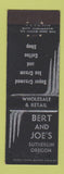 Matchbook Cover - Bert and Joe's Ice Cream Coffee Shop Sutherlin OR