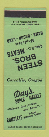 Matchbook Cover - Day's Super Market Grocery Corvallis OR Stern Bros Meats