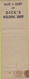 Matchbook Cover - Dick's Welding Shop Acetylene Lima OH