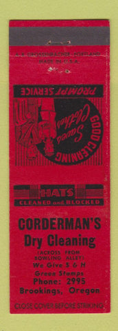 Matchbook Cover - Corderman's Dry Cleaning Brooking OR