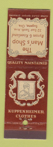 Matchbook Cover - Man's Shop Kuppenheimer Clothes Eugune OR