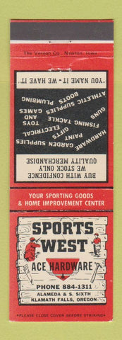 Matchbook Cover - Sports West Ace Hardware Klamath Falls OR