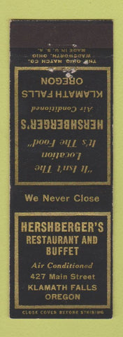 Matchbook Cover - Hershberger's Restaurant Buffet Klamath Falls OR