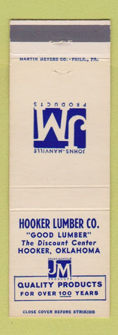 Matchbook Cover - Hooker Lumber OK Johns Manville